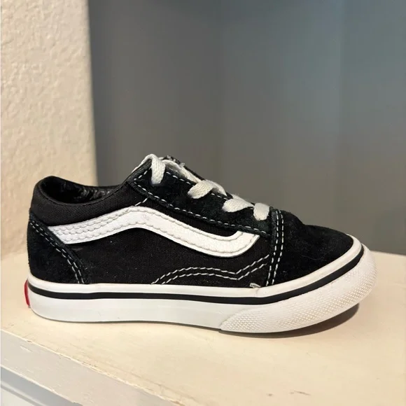 Vans Old Skool Black/True White Suede/Canvas Sneakers 721356 Toddler Side US 6T - Picture 2 of 9